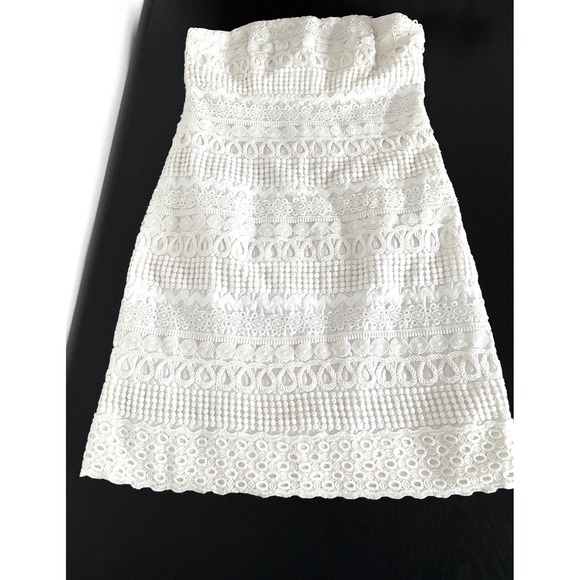 Resort Prep Lilly Pulitzer Dress Size 8 White Strapless Lace Cotton Lined Zipper - Picture 9 of 15